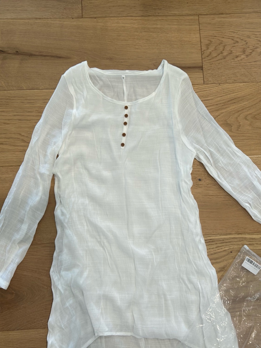NEW- Lightweight White Long Sleeve Dress (Size Medium)
